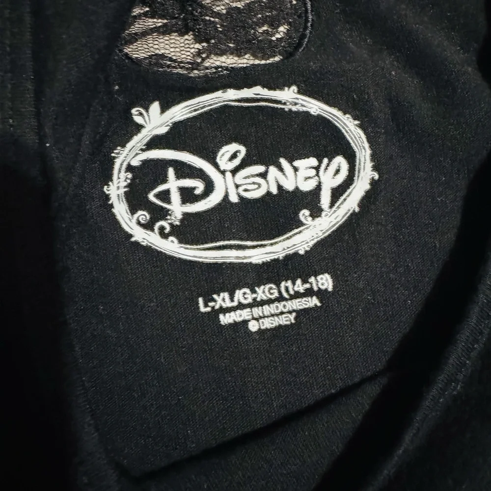 Disney Black Mickey Mouse Front Scoop Neck Short Sleeve‎ Sleepshirt Dress L-XL